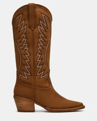 Albany Stitch in pelle scamosciata color cognac