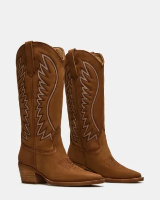 Albany Stitch in pelle scamosciata color cognac