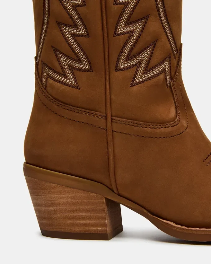 Albany Stitch in pelle scamosciata color cognac