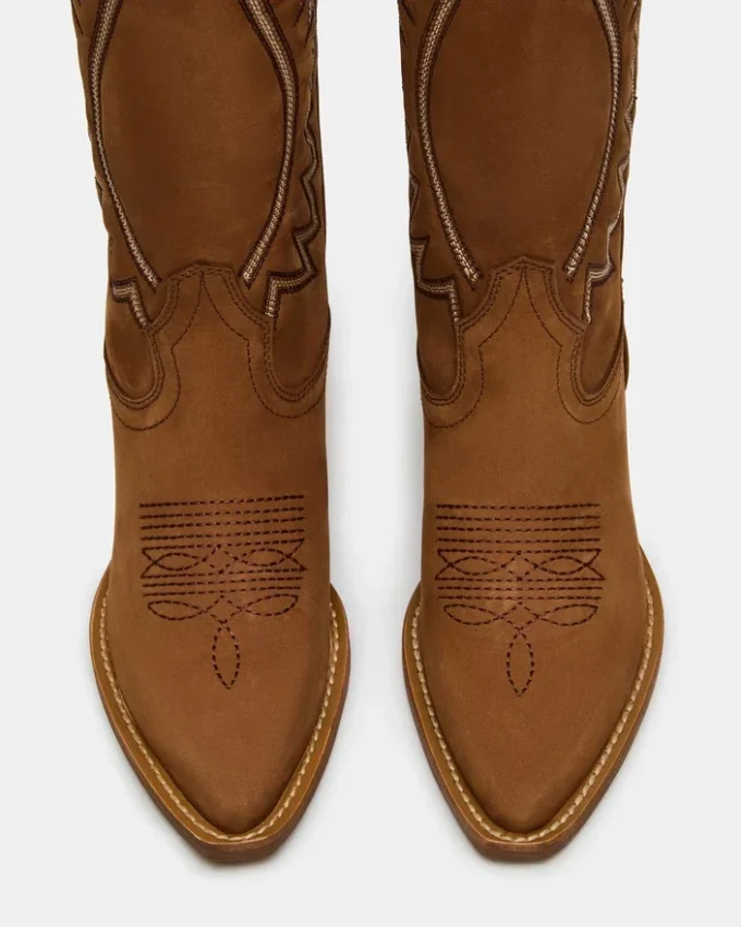 Albany Stitch in pelle scamosciata color cognac