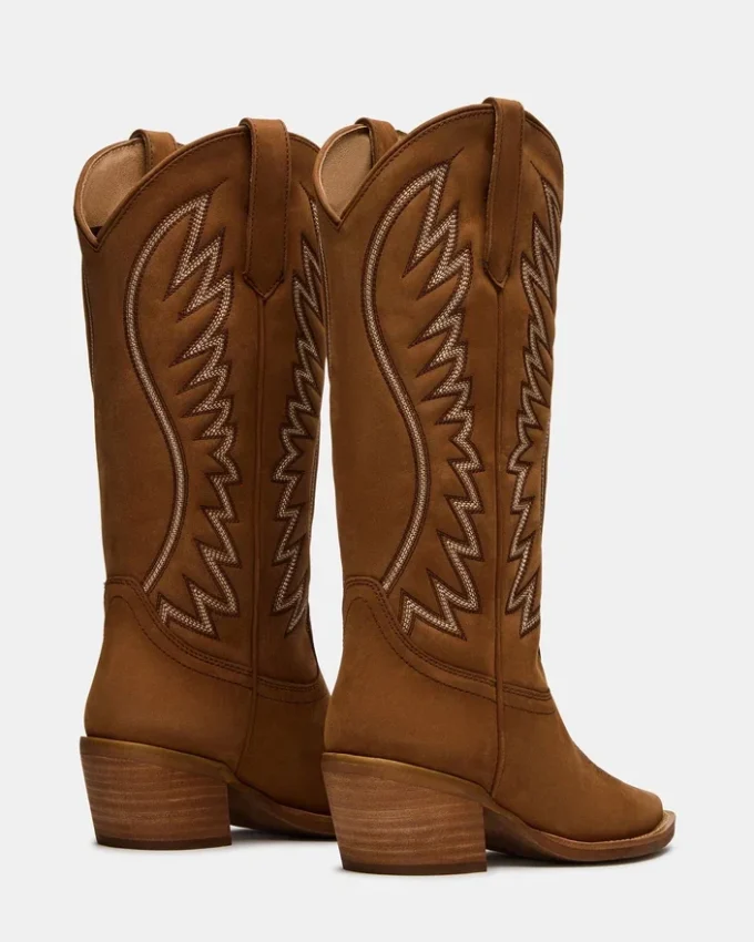 Albany Stitch in pelle scamosciata color cognac