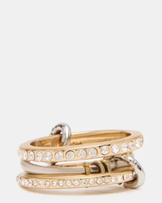 Anello con strass sovrapposti oro multicolore