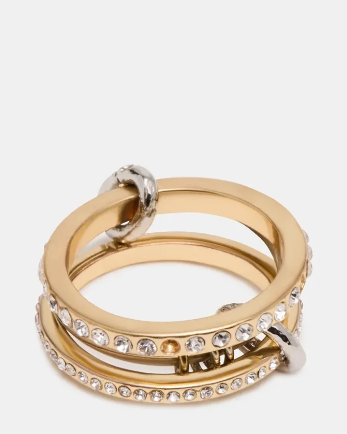 Anello con strass sovrapposti oro multicolore