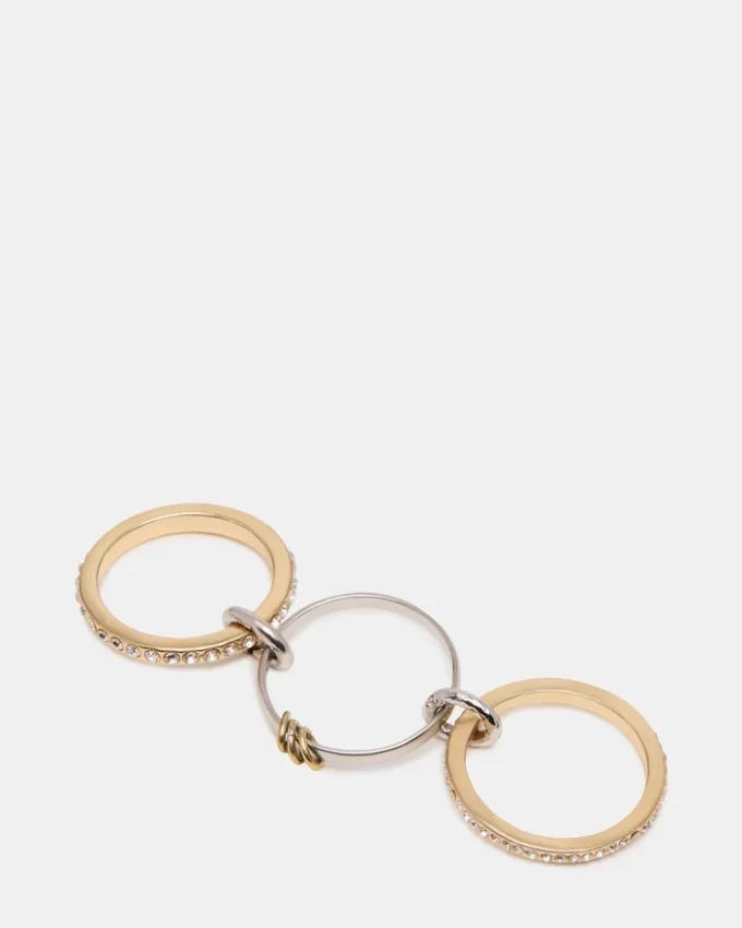 Anello con strass sovrapposti oro multicolore