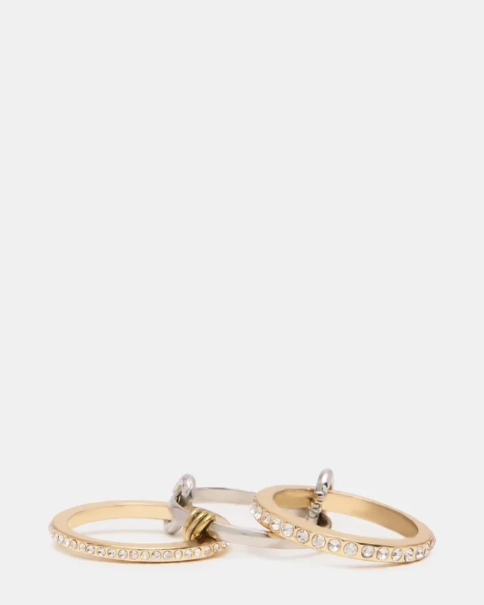 Anello con strass sovrapposti oro multicolore