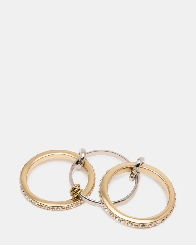 Anello con strass sovrapposti oro multicolore