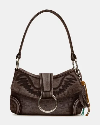 Borsa Albany in denim marrone chiaro