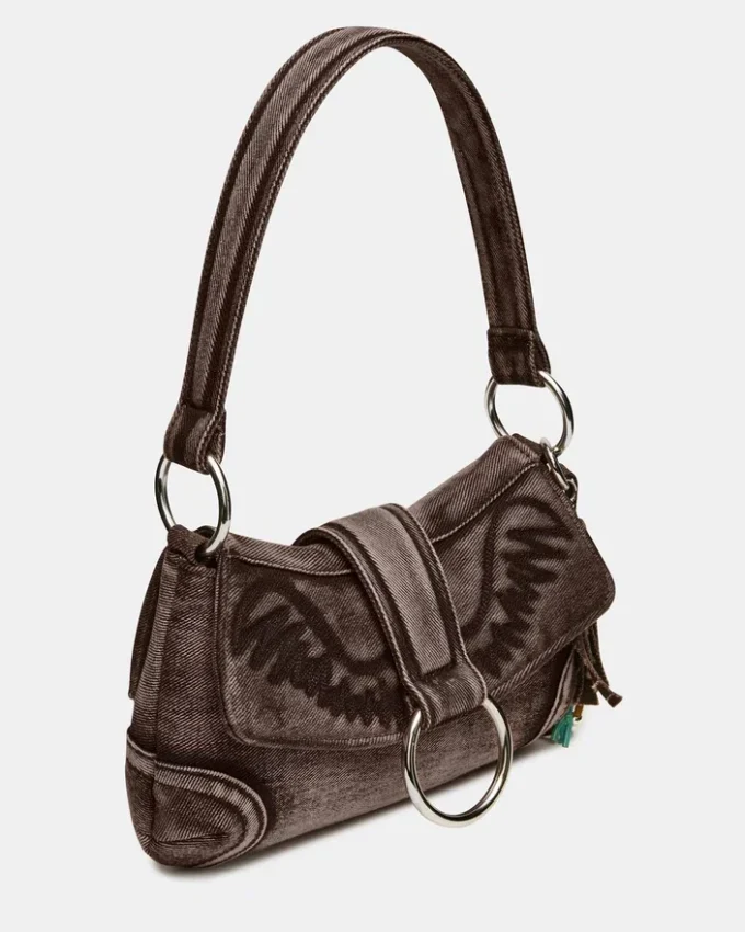 Borsa Albany in denim marrone chiaro