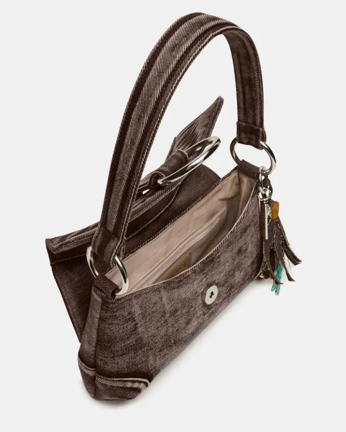 Borsa Albany in denim marrone chiaro