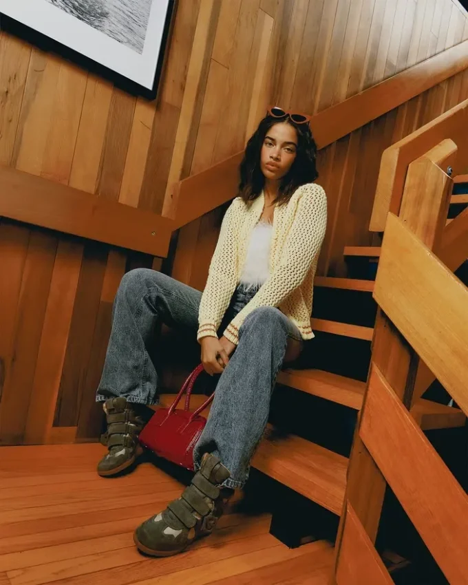 Borsa Anise in coccodrillo rosso