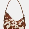 Borsa Smith marrone con stampa mucca