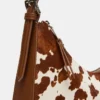 Borsa Smith marrone con stampa mucca