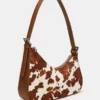 Borsa Smith marrone con stampa mucca