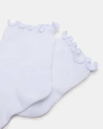 Calzini alla caviglia con bordo a foglia di lattuga, bianchi