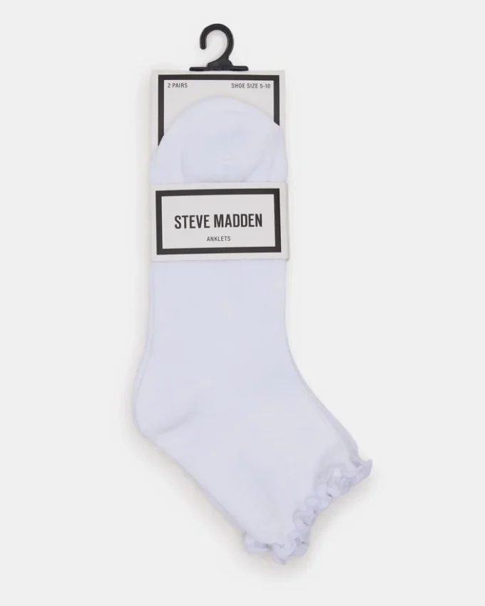 Calzini alla caviglia con bordo a foglia di lattuga, bianchi