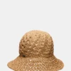 Cappello a secchiello in paglia stile boho color cuoio