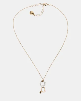 Collana con ciondolo a forma di cuore intrecciato bicolore