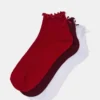 Confezione da 3 paia di calzini Melody con bordo a foglia di lattuga e fiocco, rosso multicolore