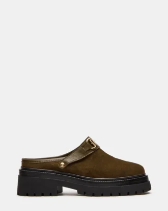 Erba in pelle scamosciata color oliva