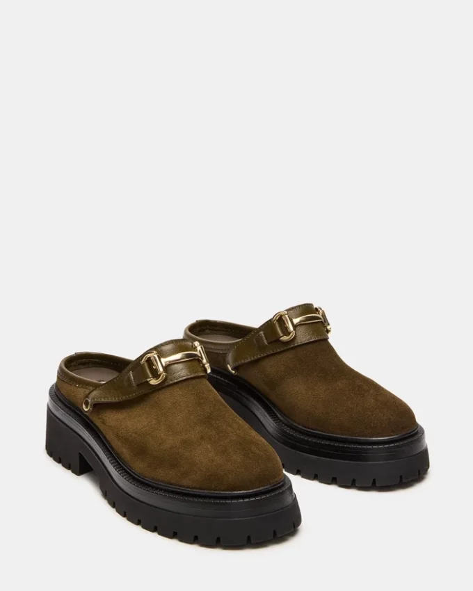 Erba in pelle scamosciata color oliva Erba in pelle scamosciata color oliva