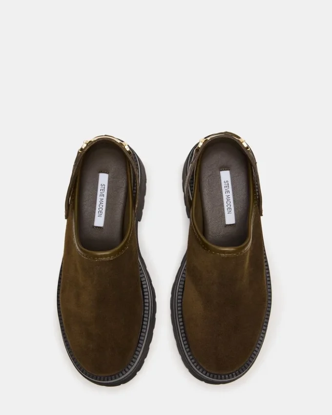 Erba in pelle scamosciata color oliva Erba in pelle scamosciata color oliva