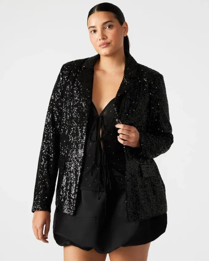 Giacca blazer con paillettes Payton, nera