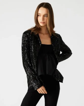 Giacca blazer con paillettes Payton, nera