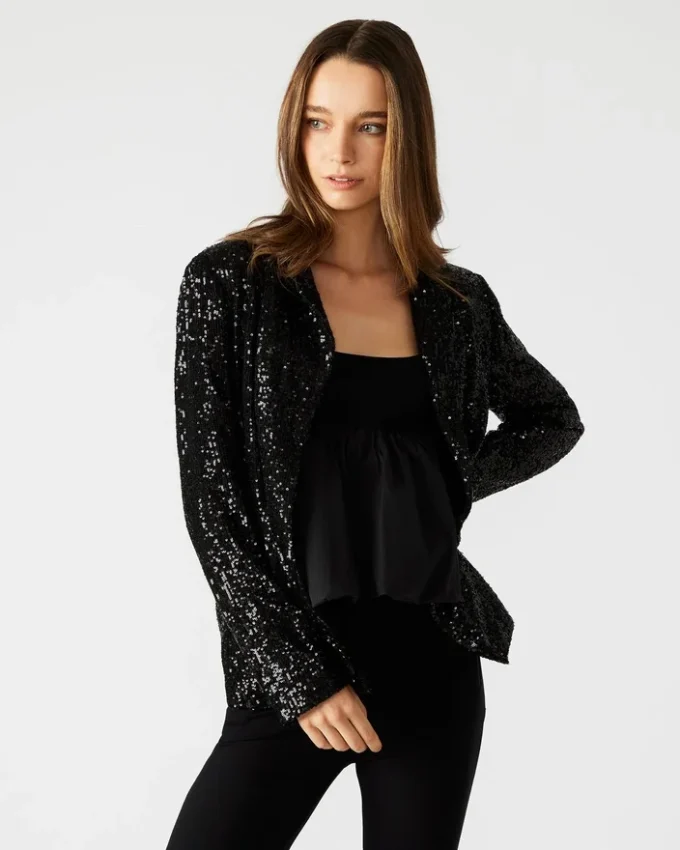 Giacca blazer con paillettes Payton, nera