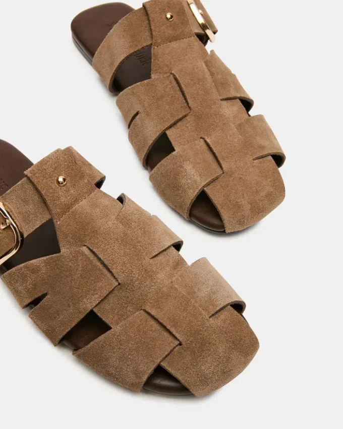 Halo in pelle scamosciata color tortora