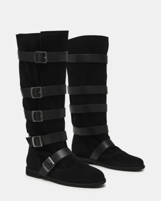 Indio in pelle scamosciata nera