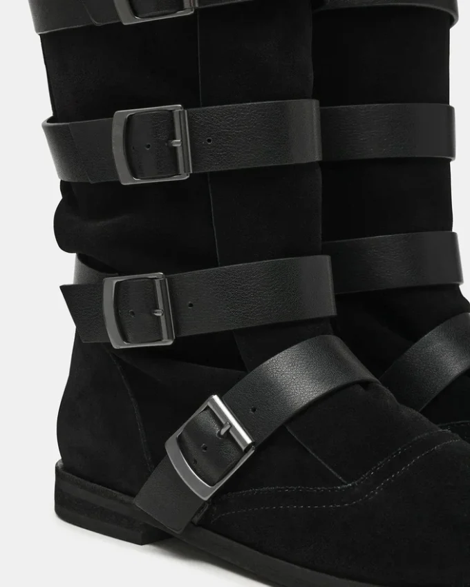 Indio in pelle scamosciata nera