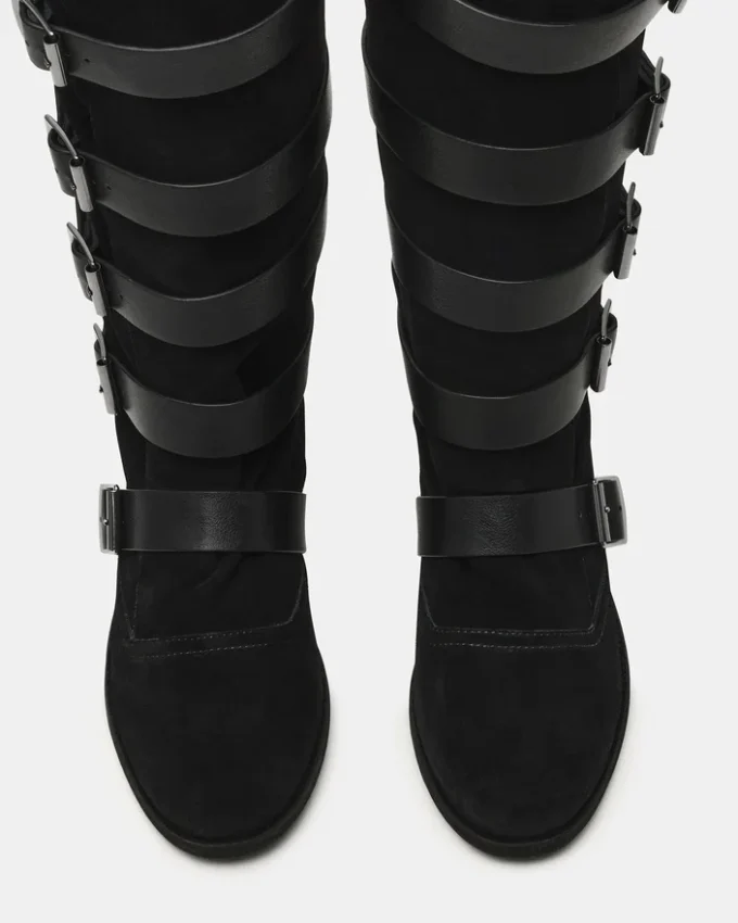 Indio in pelle scamosciata nera