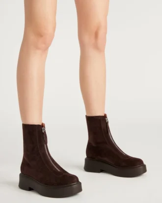 Jones in pelle scamosciata marrone cioccolato