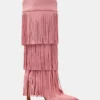 Kinzee Fringe in pelle scamosciata rosa
