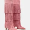 Kinzee Fringe in pelle scamosciata rosa