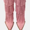 Kinzee Fringe in pelle scamosciata rosa