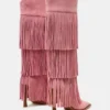 Kinzee Fringe in pelle scamosciata rosa