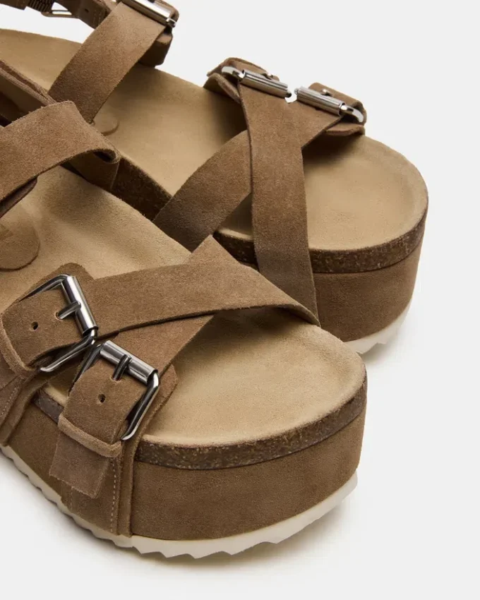 Kiwi in pelle scamosciata color tortora