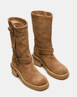 Lark in pelle scamosciata color castagna