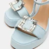 Liandra Buckle Blue Satin