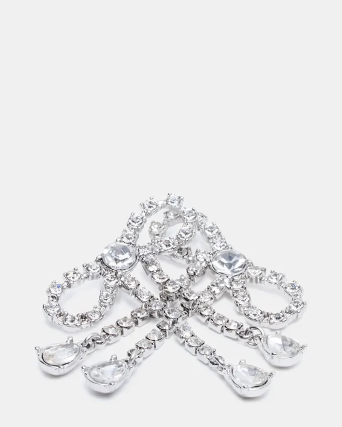 Orecchini a fiocco con strass argento