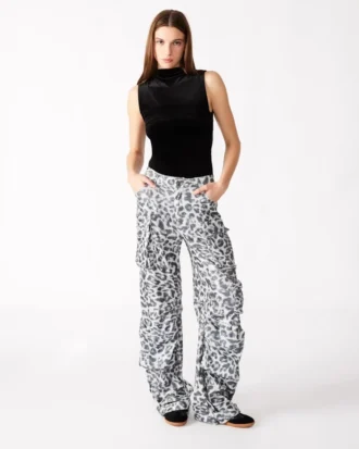 Pantaloni Duo Sequin Leopard