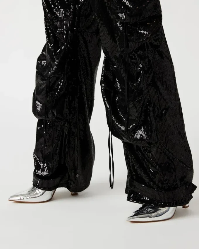 Pantaloni Duo Sequin neri