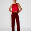 Pantaloni Tonia in velluto rosso