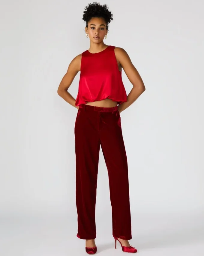 Pantaloni Tonia in velluto rosso
