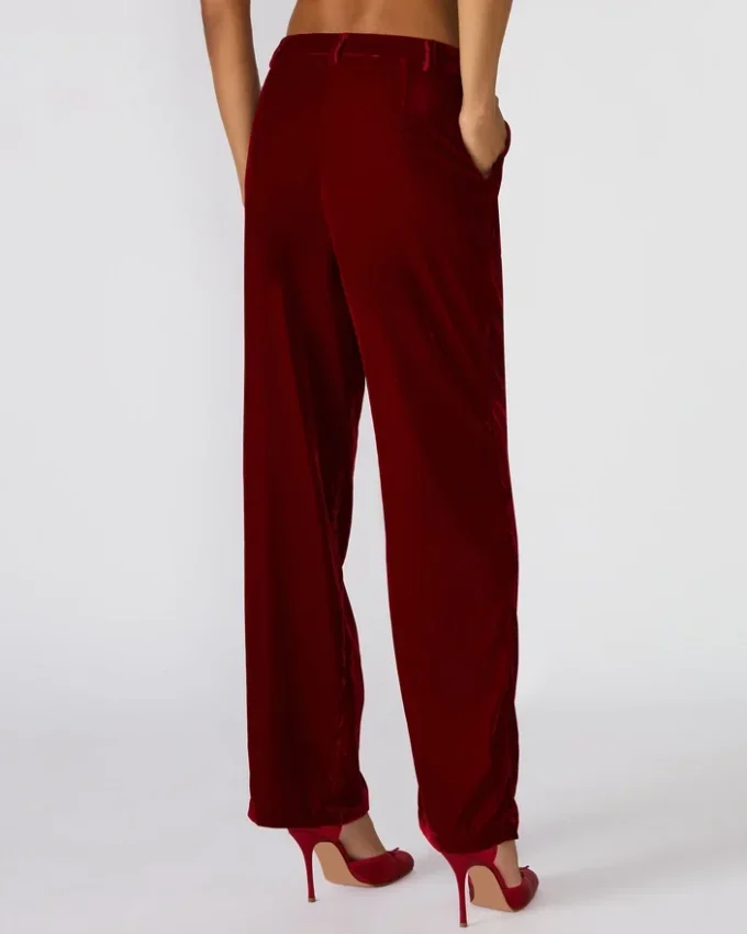 Pantaloni Tonia in velluto rosso