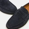 Pelle scamosciata blu navy Huckle