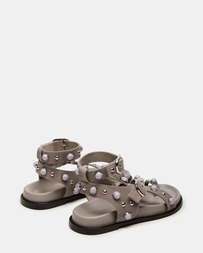 Pelle scamosciata grigia lineare