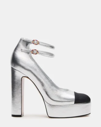 Peyton in pelle argentata