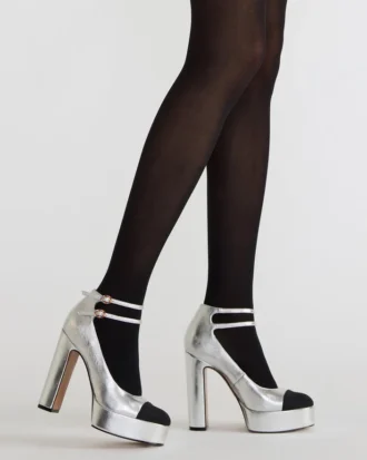 Peyton in pelle argentata